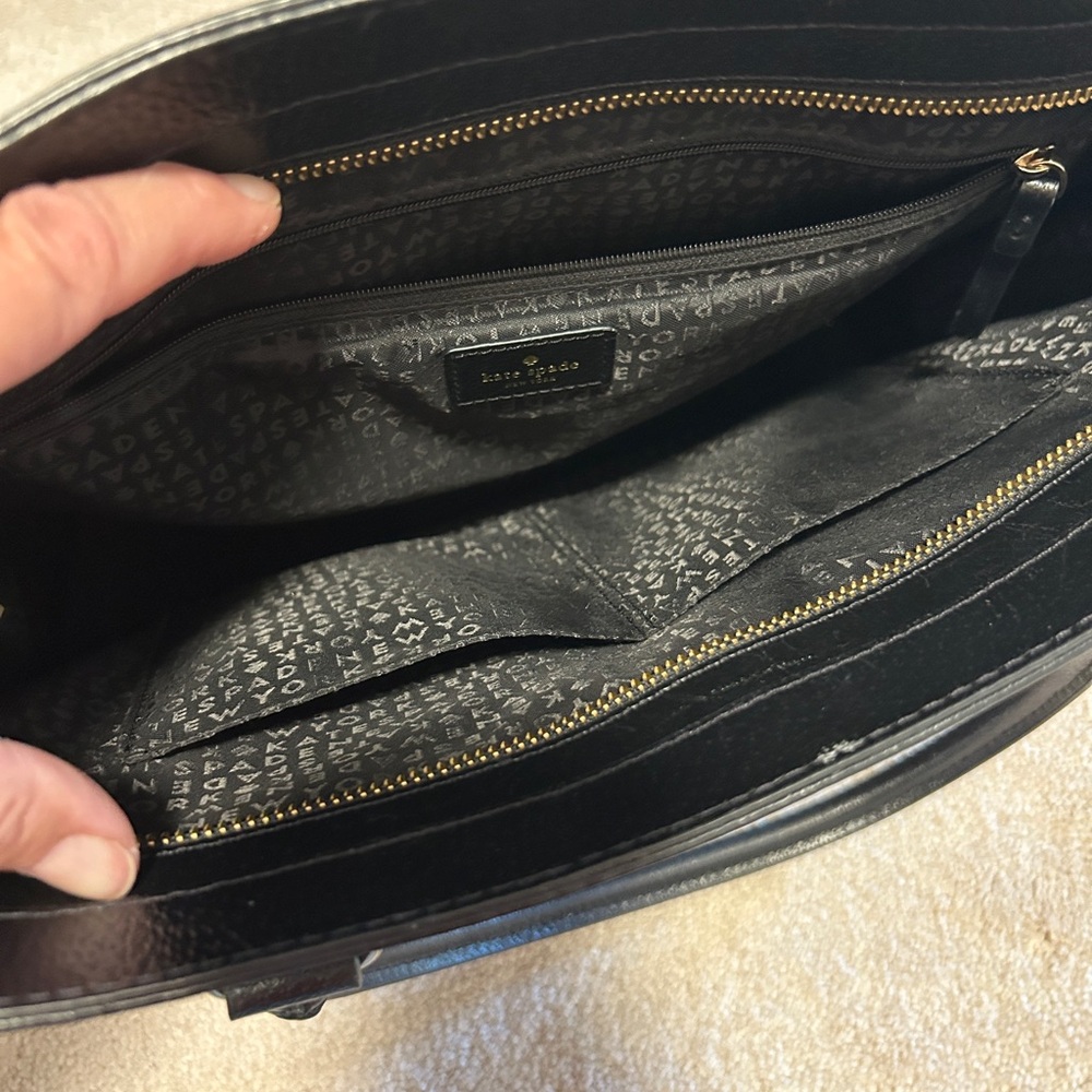 Kate Spade Black Leather Bag; multi purpose will fit a laptop! - Picture 4 of 8